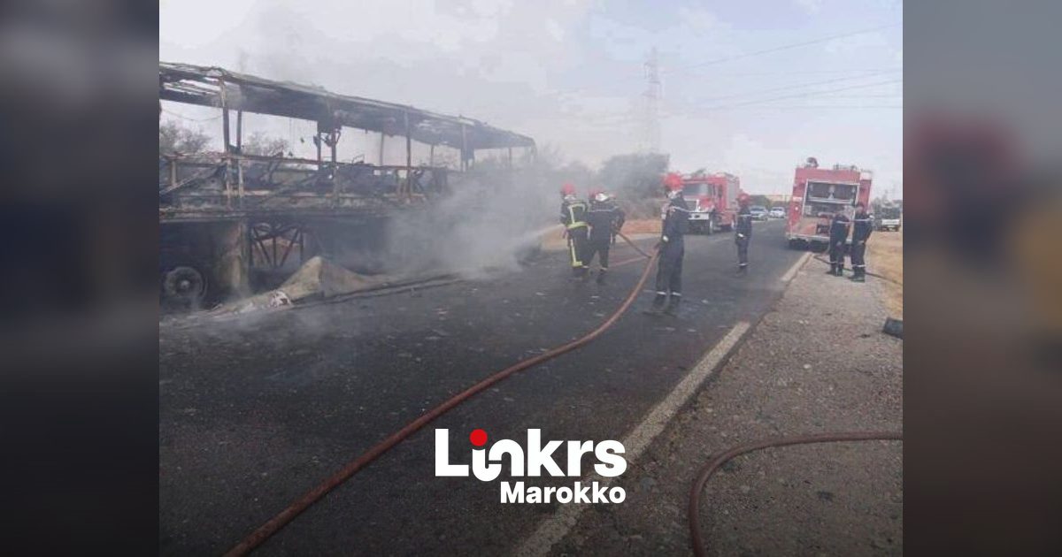 48 passagiers ontsnappen aan vlammenzee bij busbrand in Taroudant