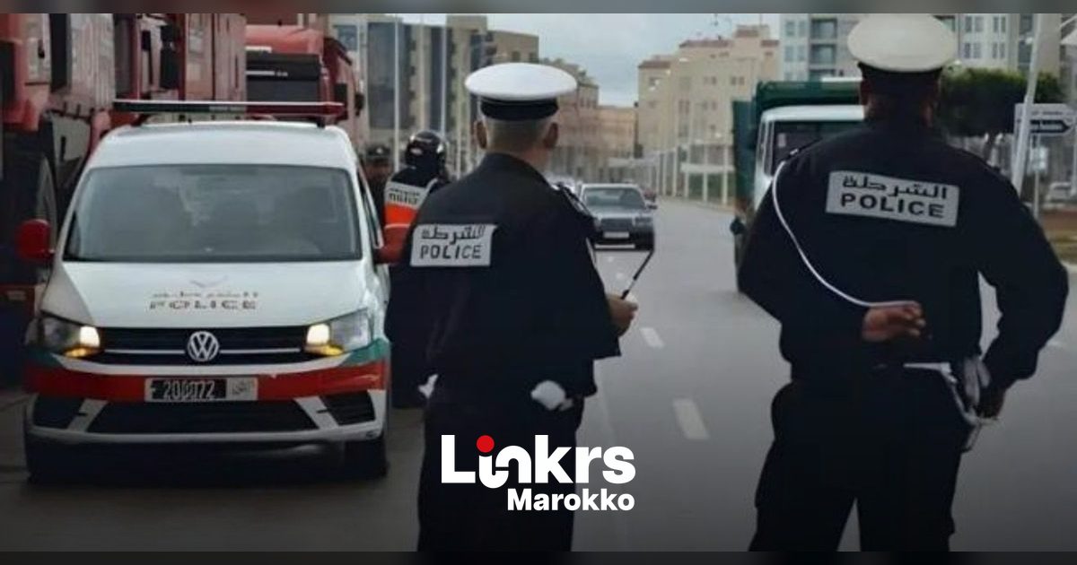Marokkaanse politiewagen tijdens een interventie