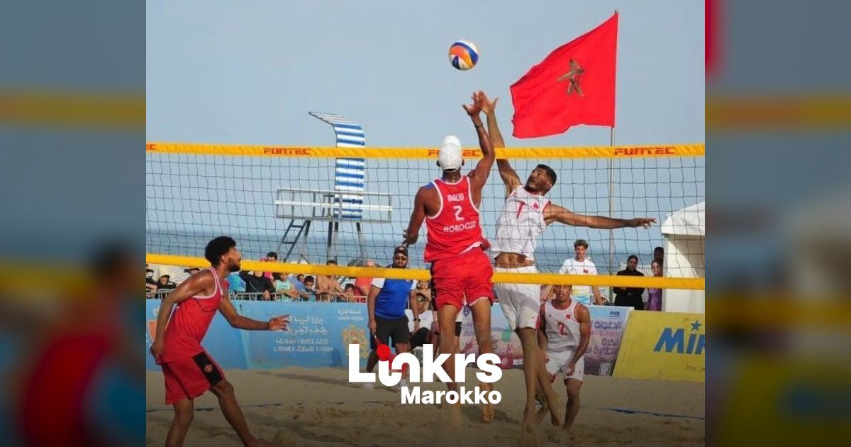 Marokkaans mannenteam beachvolleybal viert de titel