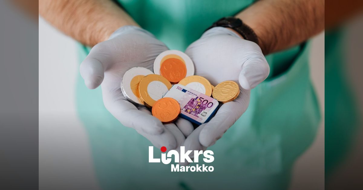 Patiënt met medische facturen en documenten bij een bankloket