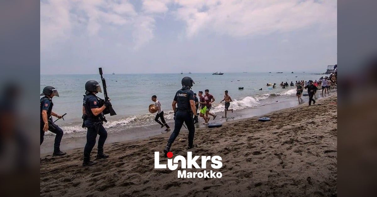 Kust bij de enclave Sebta waar migranten proberen aan land te komen