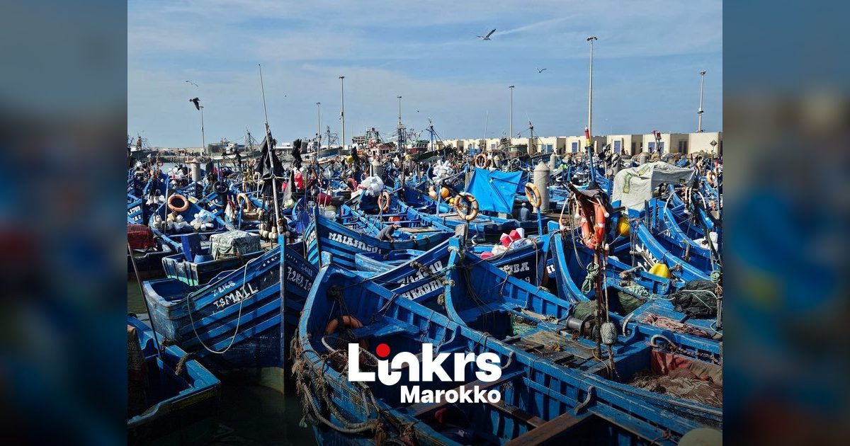 Marokkaanse vissersboten in een haven aan de kust