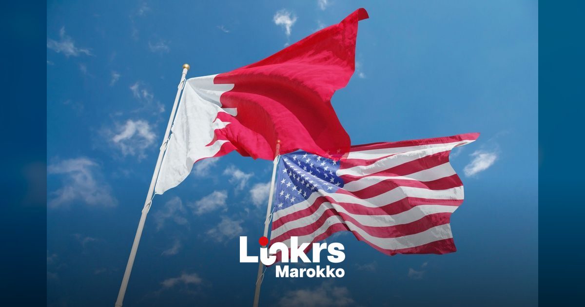 Amerikaanse en Marokkaanse vlaggen als symbool van economische samenwerking