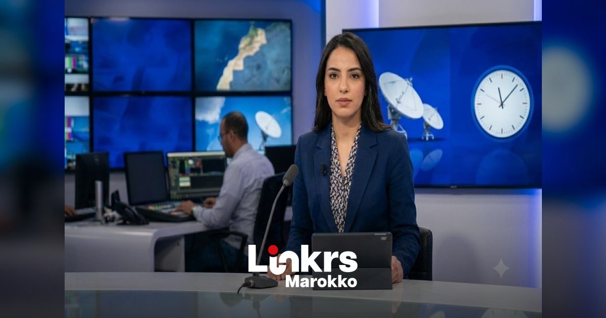 Vrouwelijke journalist in een Marokkaanse televisiestudio